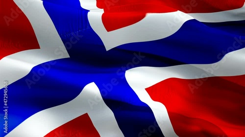Norwegian flag. 3d Norway sign waving video. Flag of Norway holiday seamless loop animation. Norwegian flag silk HD resolution Background. Norway flag Closeup 1080p HD video for Independence Day,Victo photo