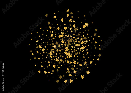 Gradient Surprise Confetti Illustration. Isolated Spark Design. Golden Sequin Fantasy Texture. Sparkle Star Pattern. Gold Element Background