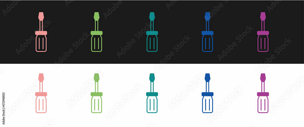 Set Screwdriver icon isolated on black and white background. Service tool symbol. Vector Set Screwdriver icon isolated on black and white background. Service tool symbol. Vector