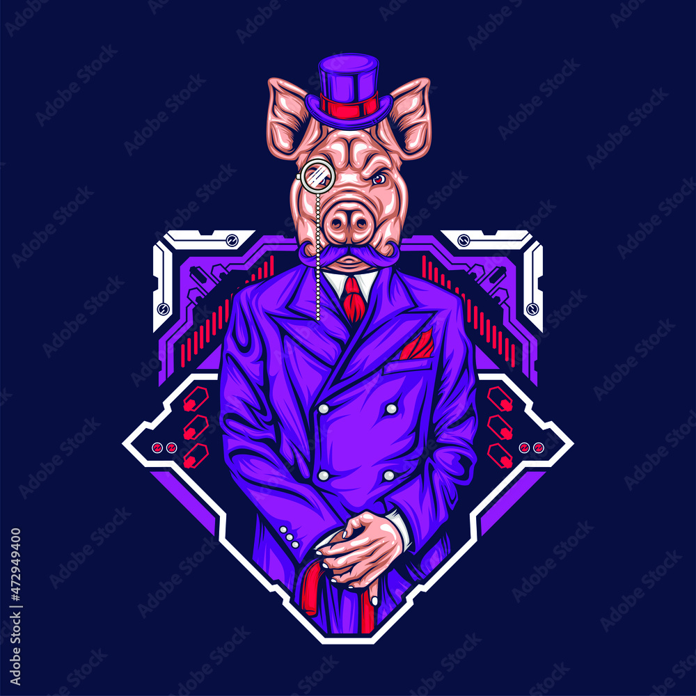 cool pig head man cool pig head man