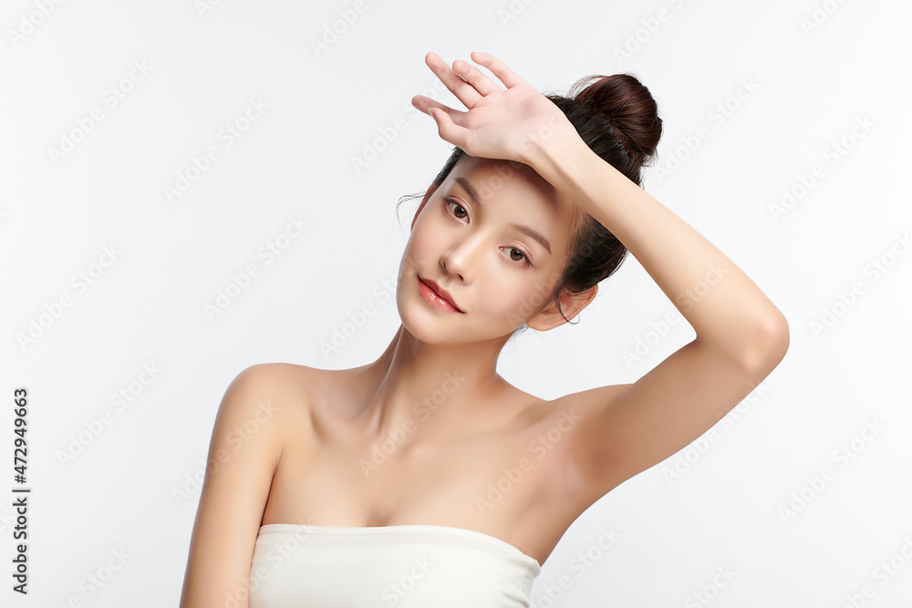 Beautiful young asian woman with clean fresh skin on white background, Face care, Facial treatment, Cosmetology, beauty and spa, Asian women portrait. Beautiful young asian woman with clean fresh skin on white background, Face care, Facial treatment, Cosmetology, beauty and spa, Asian women portrait.