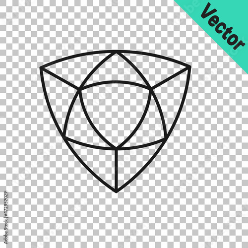Black line Diamond icon isolated on transparent background. Jewelry symbol. Gem stone. Vector