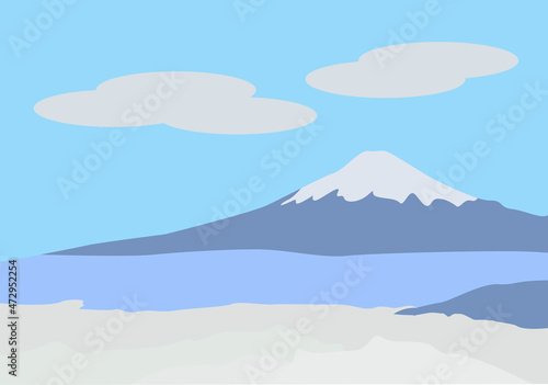 Paisaje de montaña con nieve en invierno.