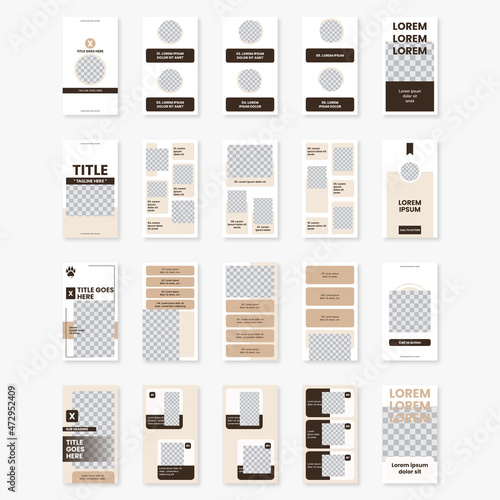 Set of editable social media pet templates for Instagram Reels, Instagram Stories, Video Templates, Reels Cover design vector template ai & eps10