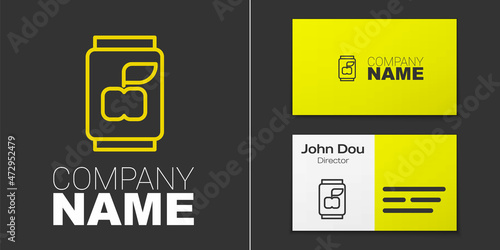Logotype line Soda can icon isolated on grey background. Logo design template element. Vector
