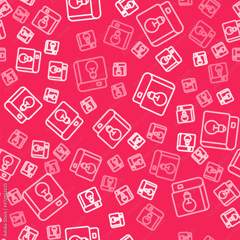 White line User manual icon isolated seamless pattern on red background. User guide book. Instruction sign. Read before use. Vector White line User manual icon isolated seamless pattern on red background. User guide book. Instruction sign. Read before use. Vector