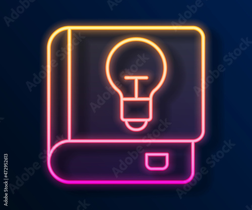 Glowing neon line User manual icon isolated on black background. User guide book. Instruction sign. Read before use. Vector