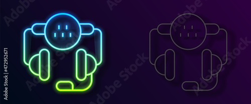 Glowing neon line Taxi call telephone service icon isolated on black background. Taxi for smartphone. Vector