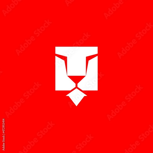 logo combination between rectangle and lion head