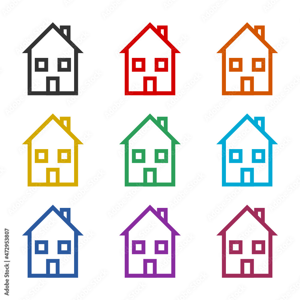 Home icon symbol for website isolated on white background, color set Home icon symbol for website isolated on white background, color set