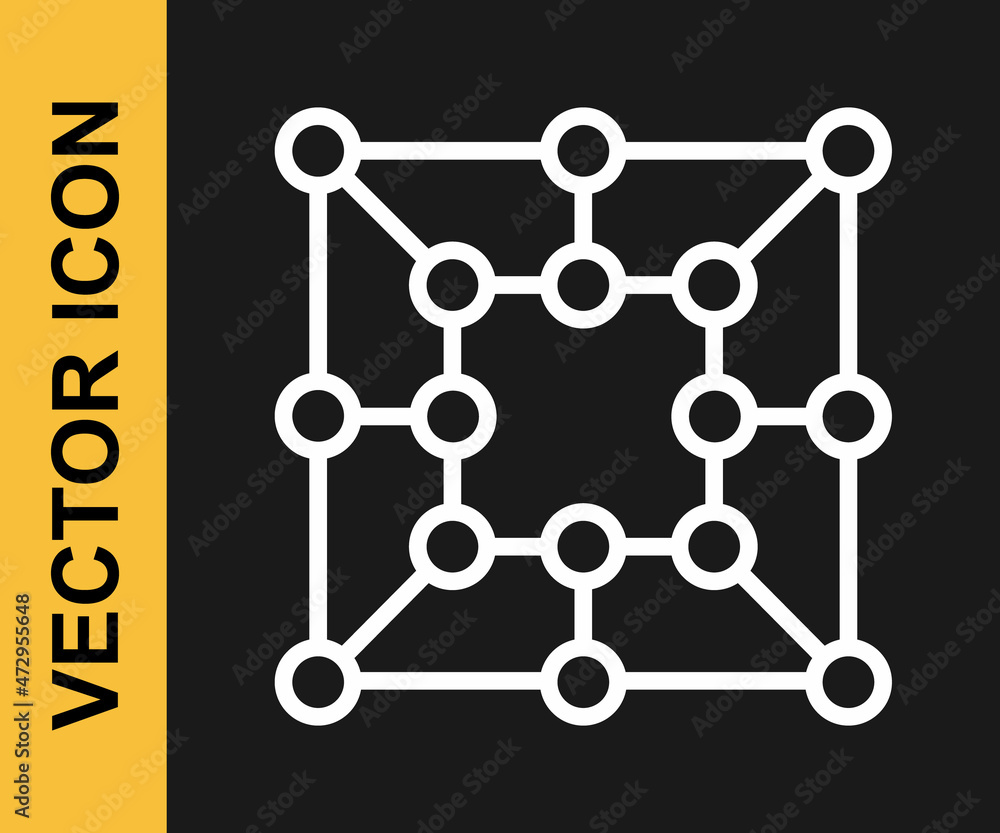 White line Board game icon isolated on black background. Vector White line Board game icon isolated on black background. Vector