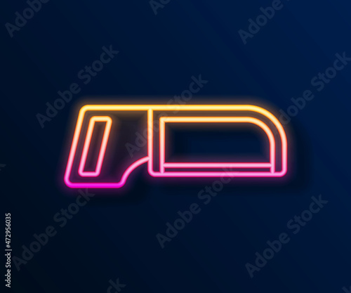 Glowing neon line Hacksaw icon isolated on black background. Metal saw for wood and metal. Vector