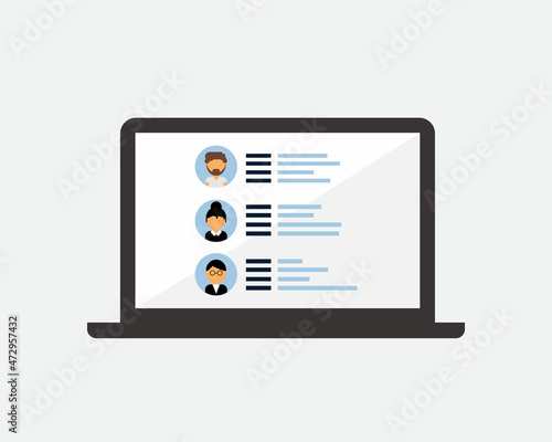 employee list update in software database on laptop