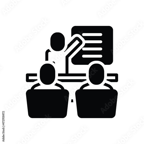 Black solid icon for describes