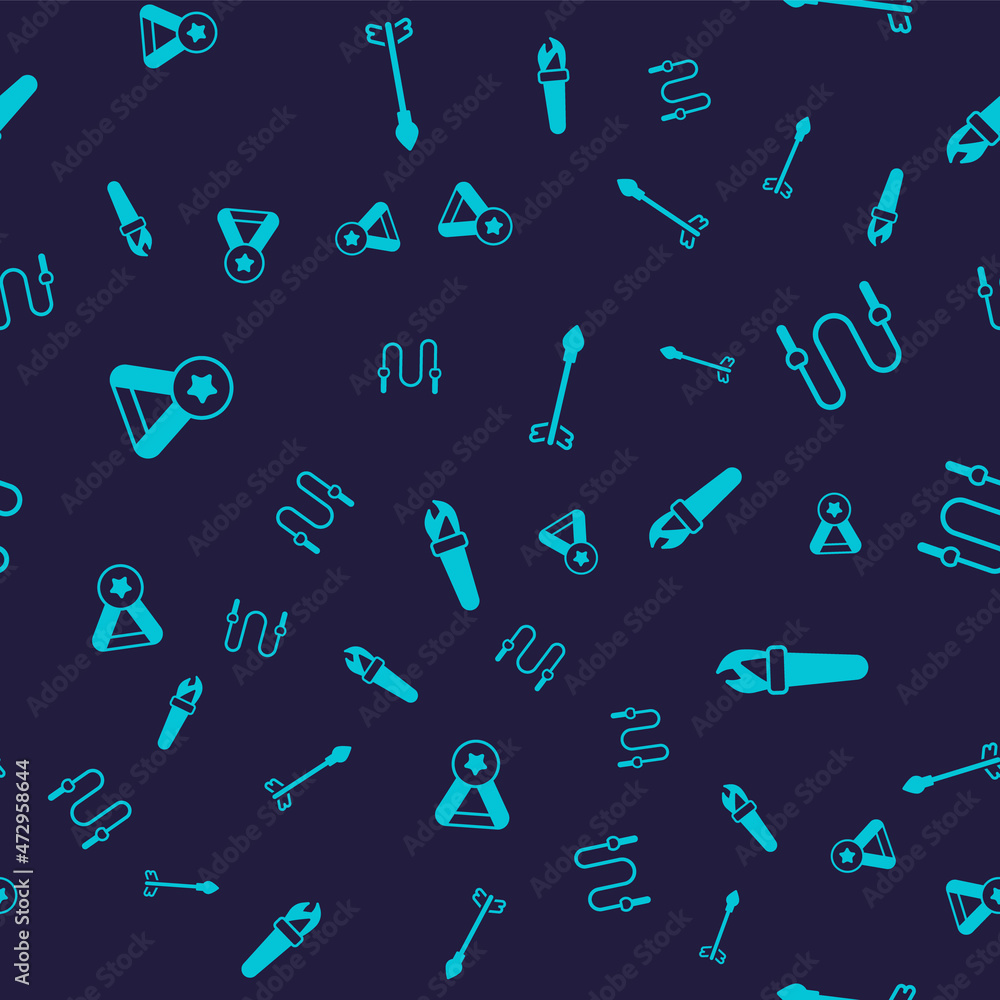Set Medal, Jump rope, Medieval arrows and Torch flame on seamless pattern. Vector Set Medal, Jump rope, Medieval arrows and Torch flame on seamless pattern. Vector