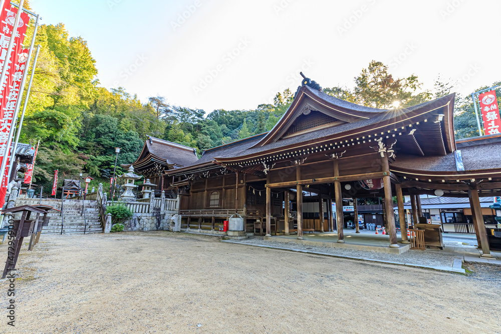 秋の最上稲荷山妙教寺　旧本殿　岡山県岡山市　Saijo Inariyama Myokyoji Temple in Autumn. Okayama-ken Okayama city	
