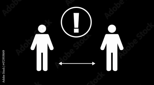 Social Distancing Icon or Sign. Vector isolated illustration of two people and an arrow, social distance.