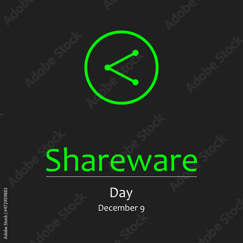 Share icon in green color isolated on black background. perfect for International Shareware Day posters and banners. which is held annually on the second Saturday in December.