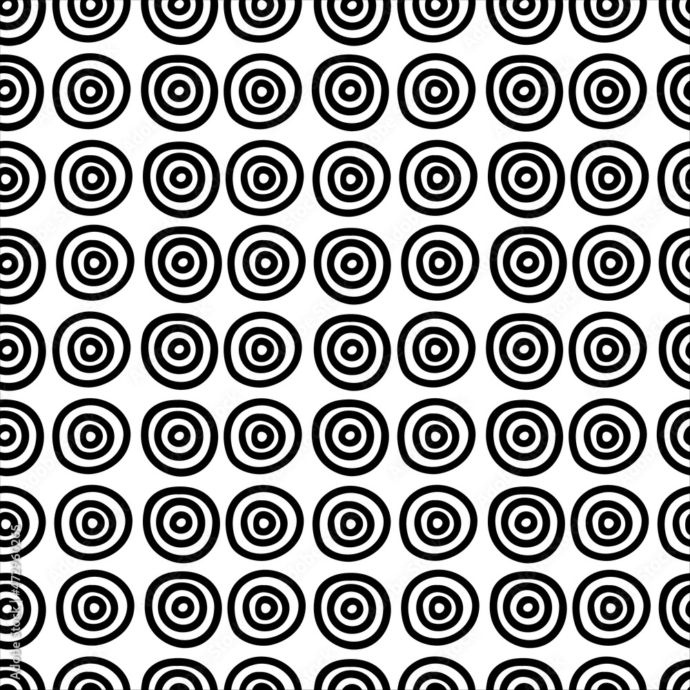 Abstract hand drawn seamless pattern, black and white circle texture. Abstract hand drawn seamless pattern, black and white circle texture.