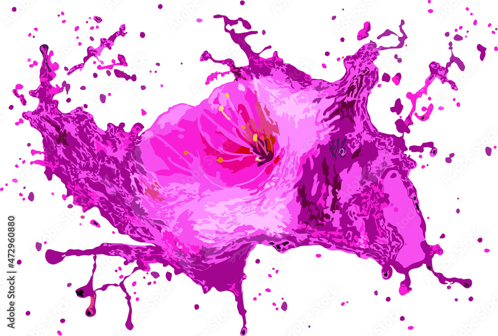 water splashes with flower.