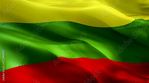 Lithuanian flag. 3d Lithuania sign waving video. Flag of Lithuania holiday seamless loop animation. Lithuanian flag silk HD resolution Background. Lithuania flag Closeup 1080p HD video for Independenc photo