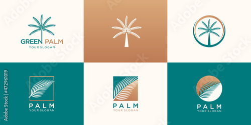 set of abstract palm logo design