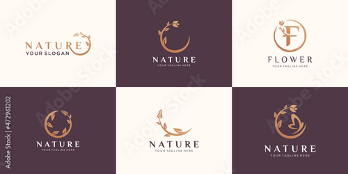 set of abstract flower rose logo design