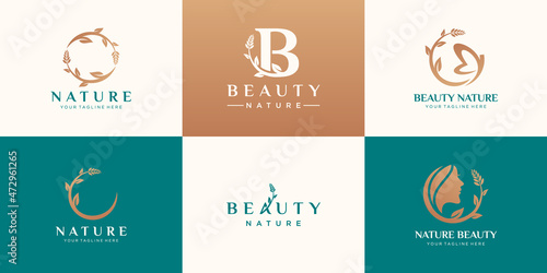 set of abstract beauty nature logo design