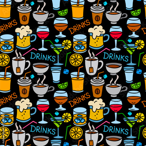 drinks seamless colorful pattern
