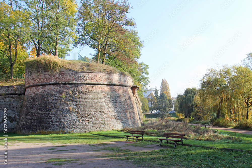 Park of the citadel located in Strasbourg Alsace France