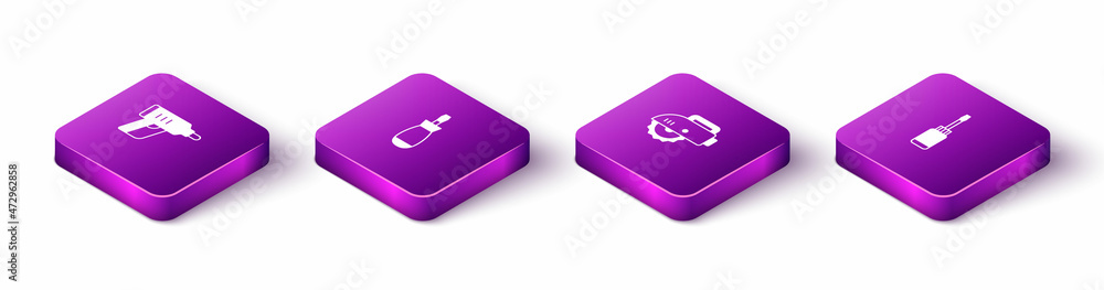 Set Isometric Electric cordless screwdriver, Screwdriver, circular saw and icon. Vector Set Isometric Electric cordless screwdriver, Screwdriver, circular saw and icon. Vector