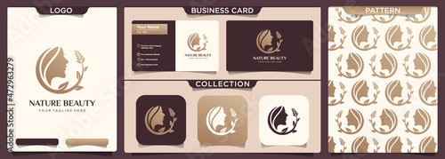 woman hair nature salon spa logo design.