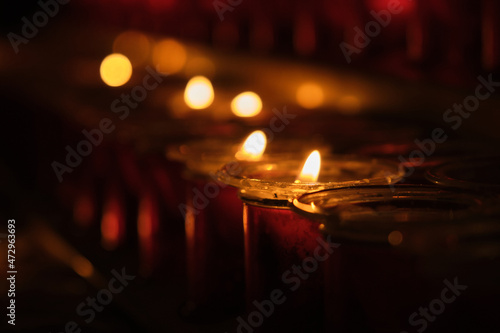 lit candles in the church
