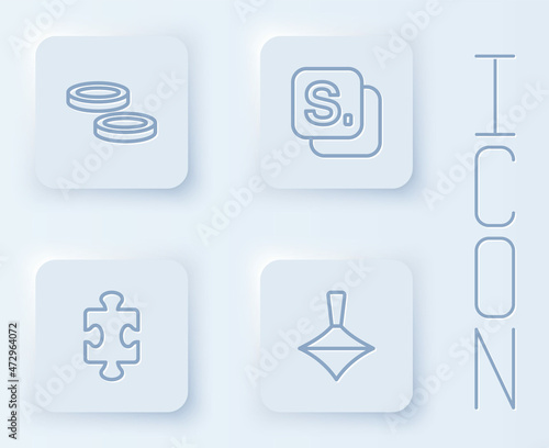Free Download Set line Checker game chips, Bingo, Puzzle pieces toy and Whirligig. White square button. Vector - GFXLoad