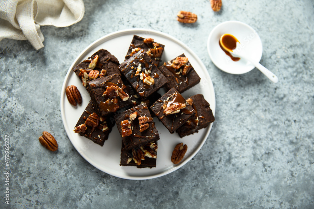 Homemade brownie with pecan nuts Homemade brownie with pecan nuts