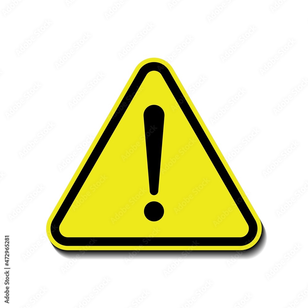 Attention warning sign with exclamation mark. Yellow triangular vector Illustration on white background Attention warning sign with exclamation mark. Yellow triangular vector Illustration on white background