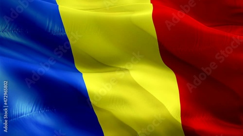 Romanian flag. 3d Romania sign waving video. Flag of Romania holiday seamless loop animation. Romanian flag silk HD resolution Background. Romania flag Closeup 1080p HD video for Independence Day,Vict photo