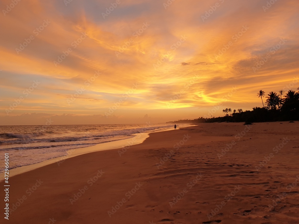 Beautiful sunset at the coast of sri lanka