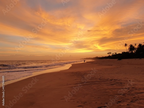 Beautiful sunset at the coast of sri lanka