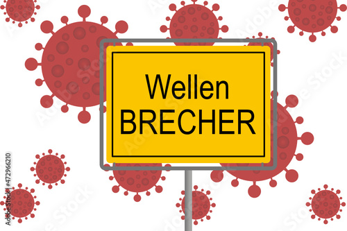 Ortsschild Wellenbrecher