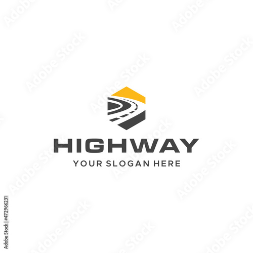 minimalist HIGHWAY road silhouette Logo design photo