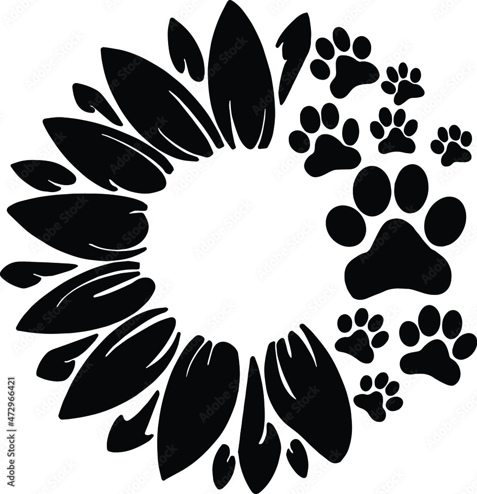 Sunflower Dog Paws SVG Sunflower Dog Paw Prints Stock Vector Adobe Stock