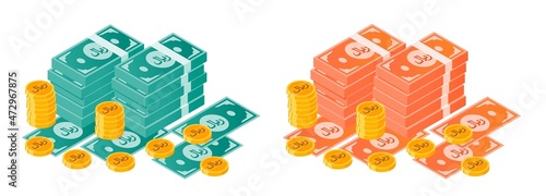Saudi Riyal Money Bundle and Coins