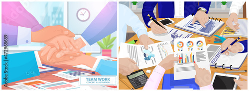 Shaking hands with symbol of success deal, happy partnership, greeting shake, casual handshaking agreement, team work meeting in office. Businessmen with partners sitting at table discussing documents