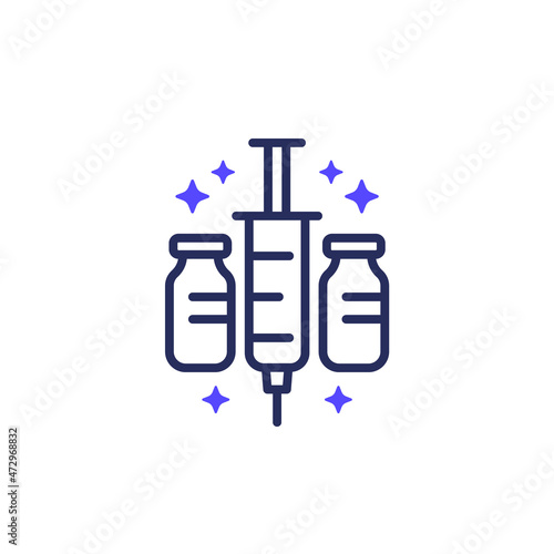 vaccine, vaccination line icon, vector