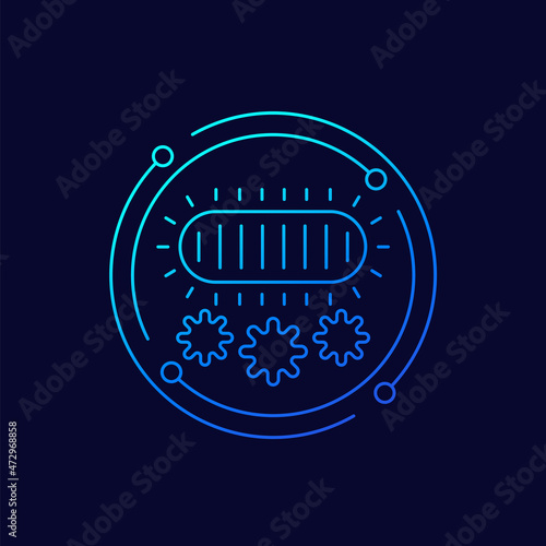 UV lamp line icon, vector