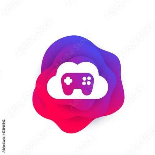 Cloud gaming icon with cloud and gamepad