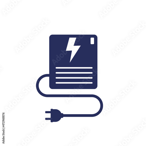 UPS, uninterruptible power supply icon on white