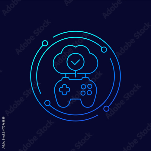 Cloud gaming line vector icon