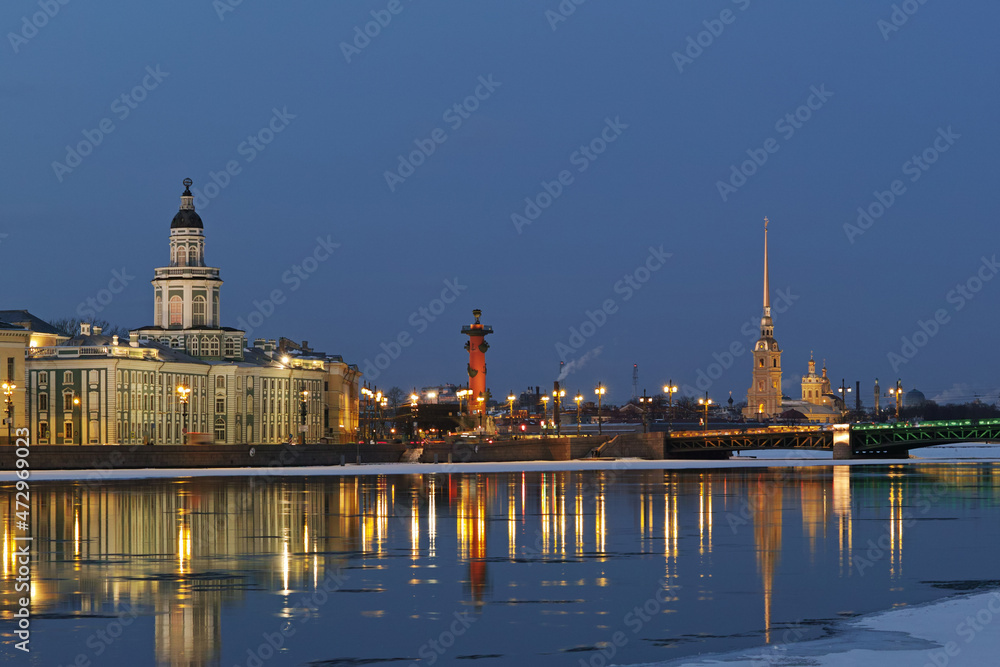 A wonderful view of the evening St. Petersburg
